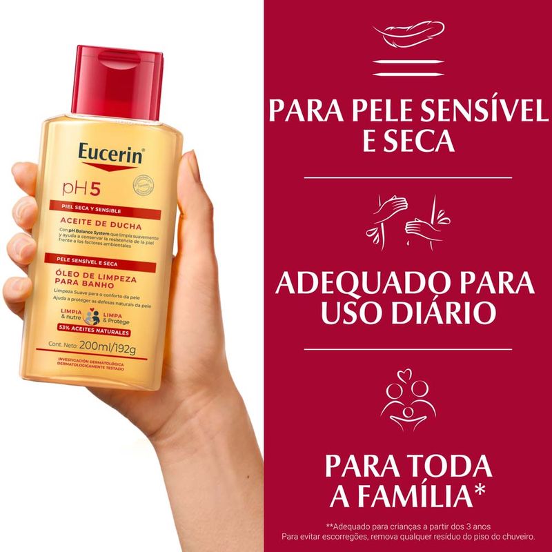 EUCERIN Óleo de Limpeza Corporal pH5 Banho 200ml